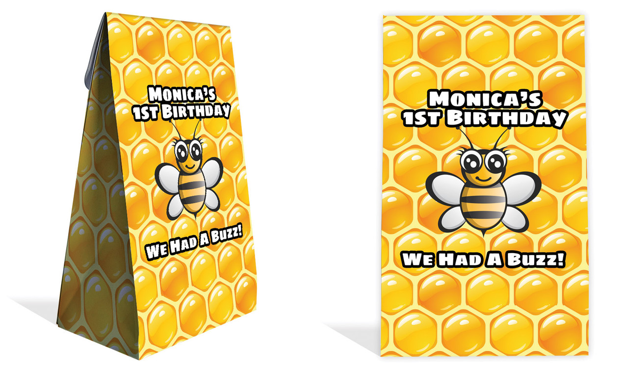 Bumble Bee Kids Party Personalised Gusset Favour Bag