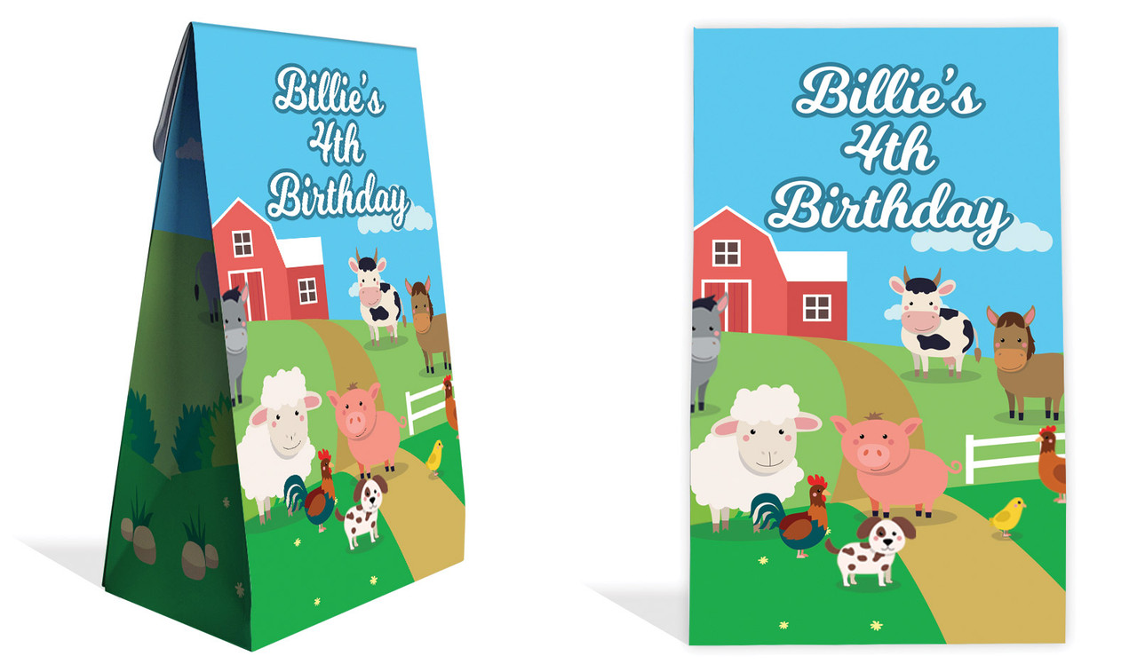 Down The Farm Kids Party Personalised Gusset Favour Bag