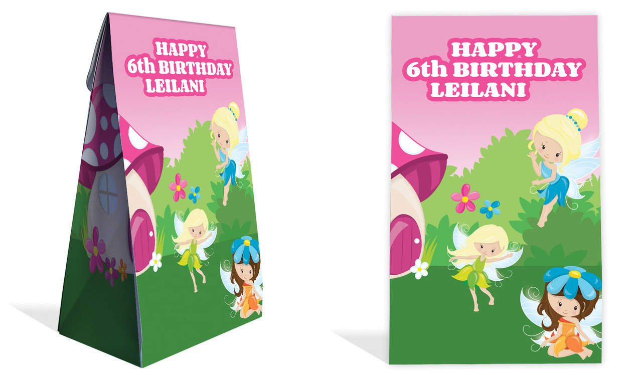 Fairy Garden Kids Party Personalised Gusset Favour Bag