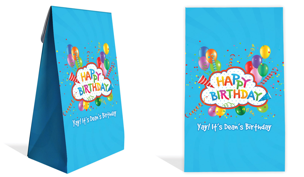 Happy Confetti Kids Party Personalised Gusset Favour Bag