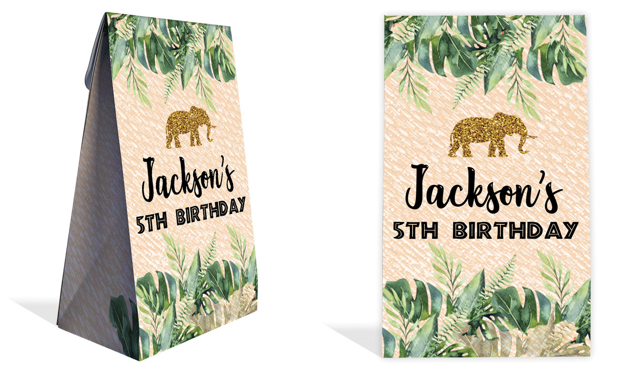 Jungle Gold Kids Party Personalised Gusset Favour Bag