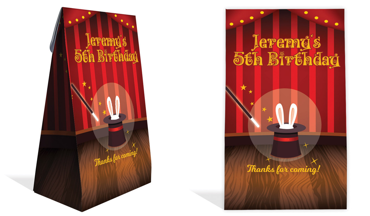 Magician Kids Party Personalised Gusset Favour Bag