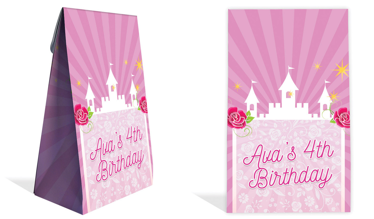 Princess Castle Kids Party Personalised Gusset Favour Bag