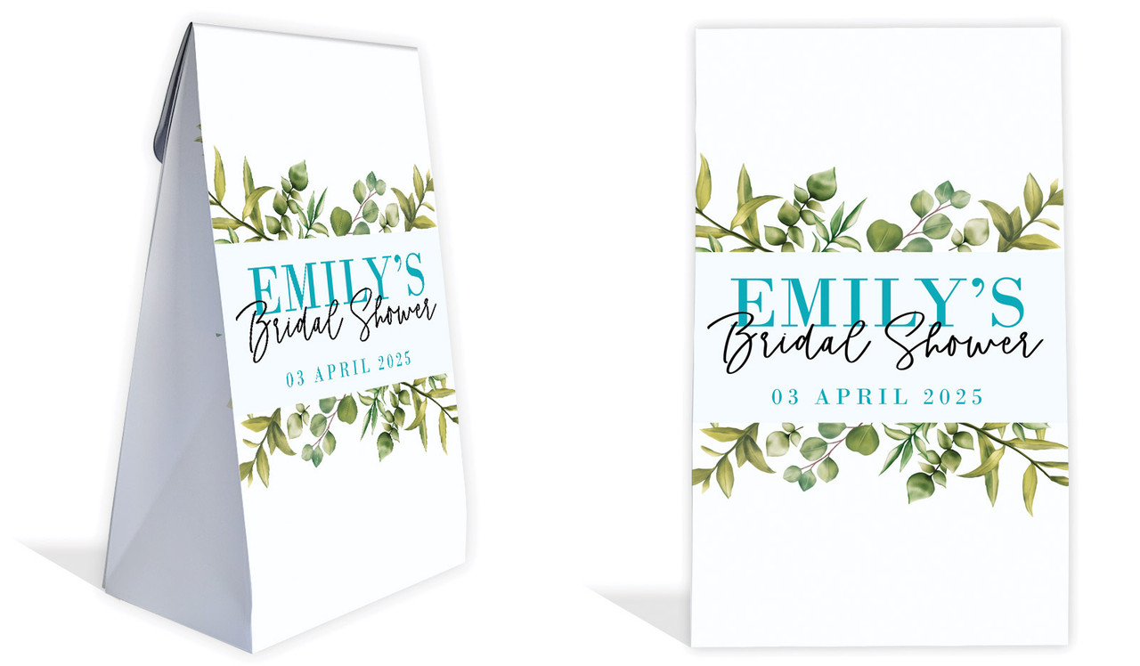 Eucalyptus Bridal Shower Personalised Gusset Favour Bag