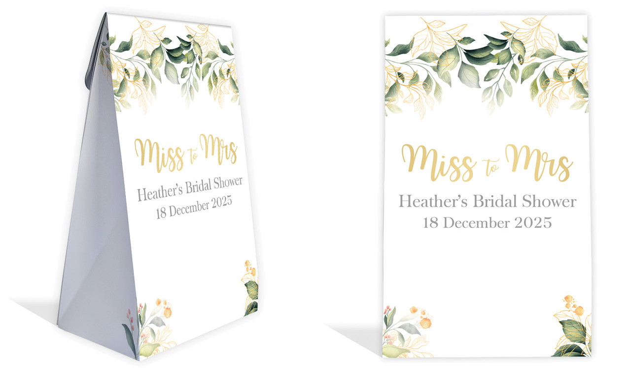 Golden Branches Bridal Shower Personalised Gusset Favour Bag