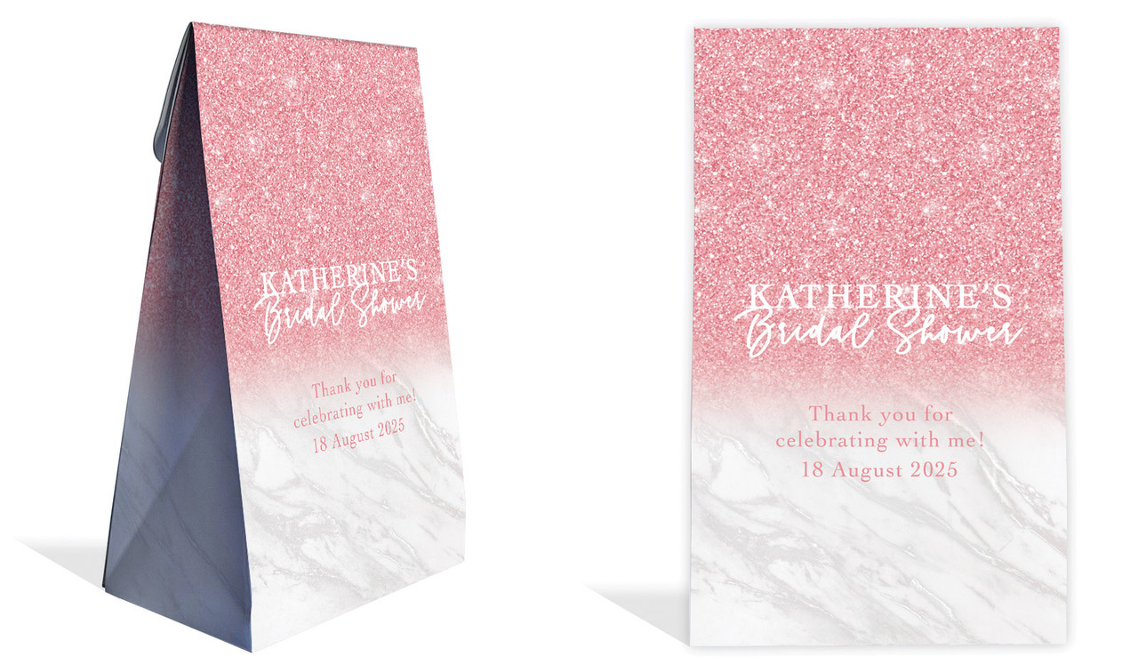 Rose Glitter Bridal Shower Personalised Gusset Favour Bag