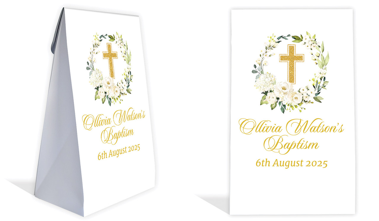 Rose Wreath Christening Personalised Gusset Favour Bag