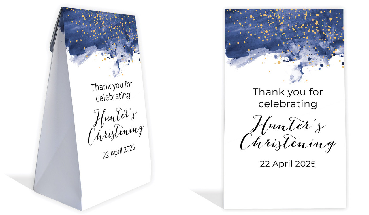 Watercolour Confetti Christening Personalised Gusset Favour Bag