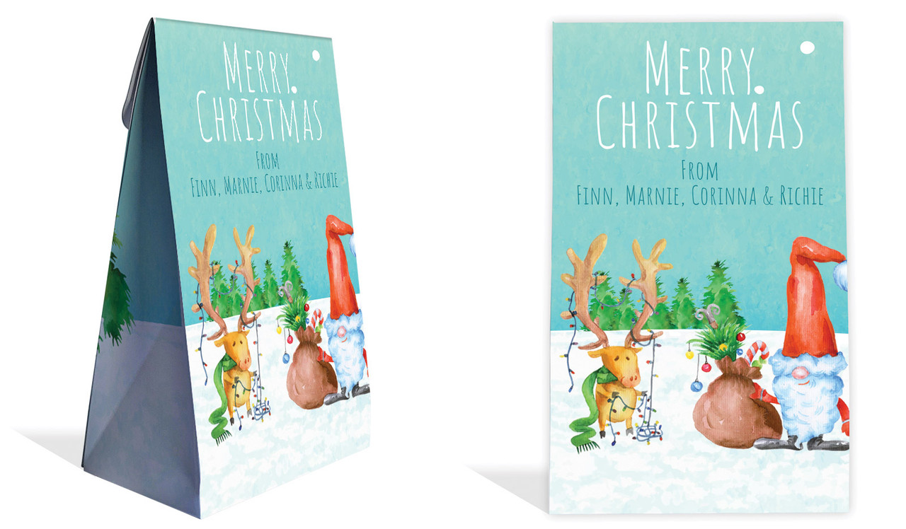 A Watercolour Christmas Christmas Personalised Gusset Favour Bag