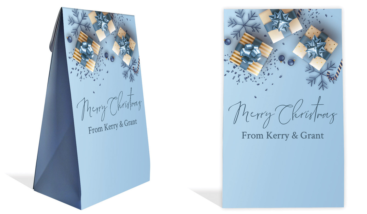 Baby Blue Christmas Personalised Gusset Favour Bag