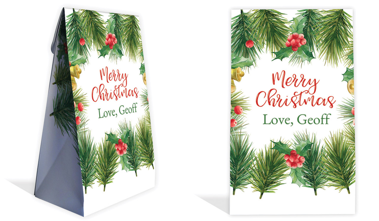 Branch Border Christmas Personalised Gusset Favour Bag