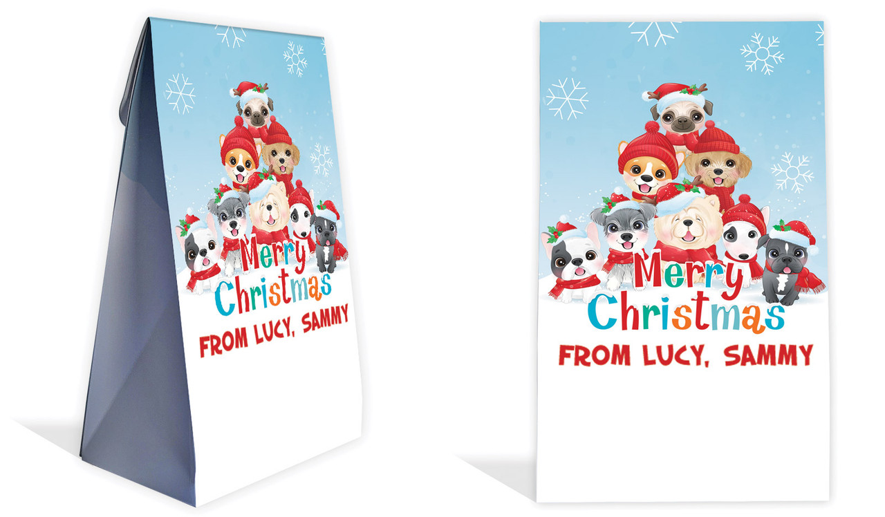 Christmas Puppies Christmas Personalised Gusset Favour Bag