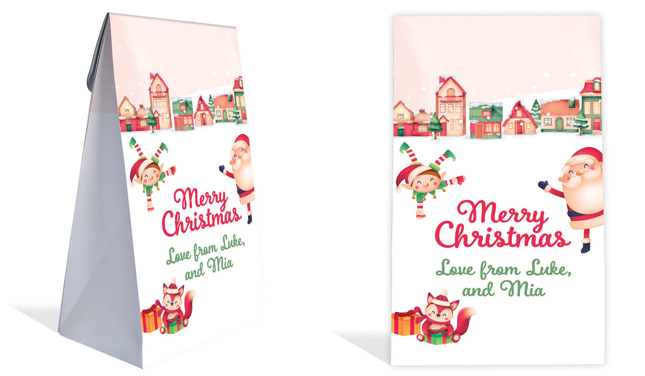 Christmas Village Christmas Personalised Gusset Favour Bag