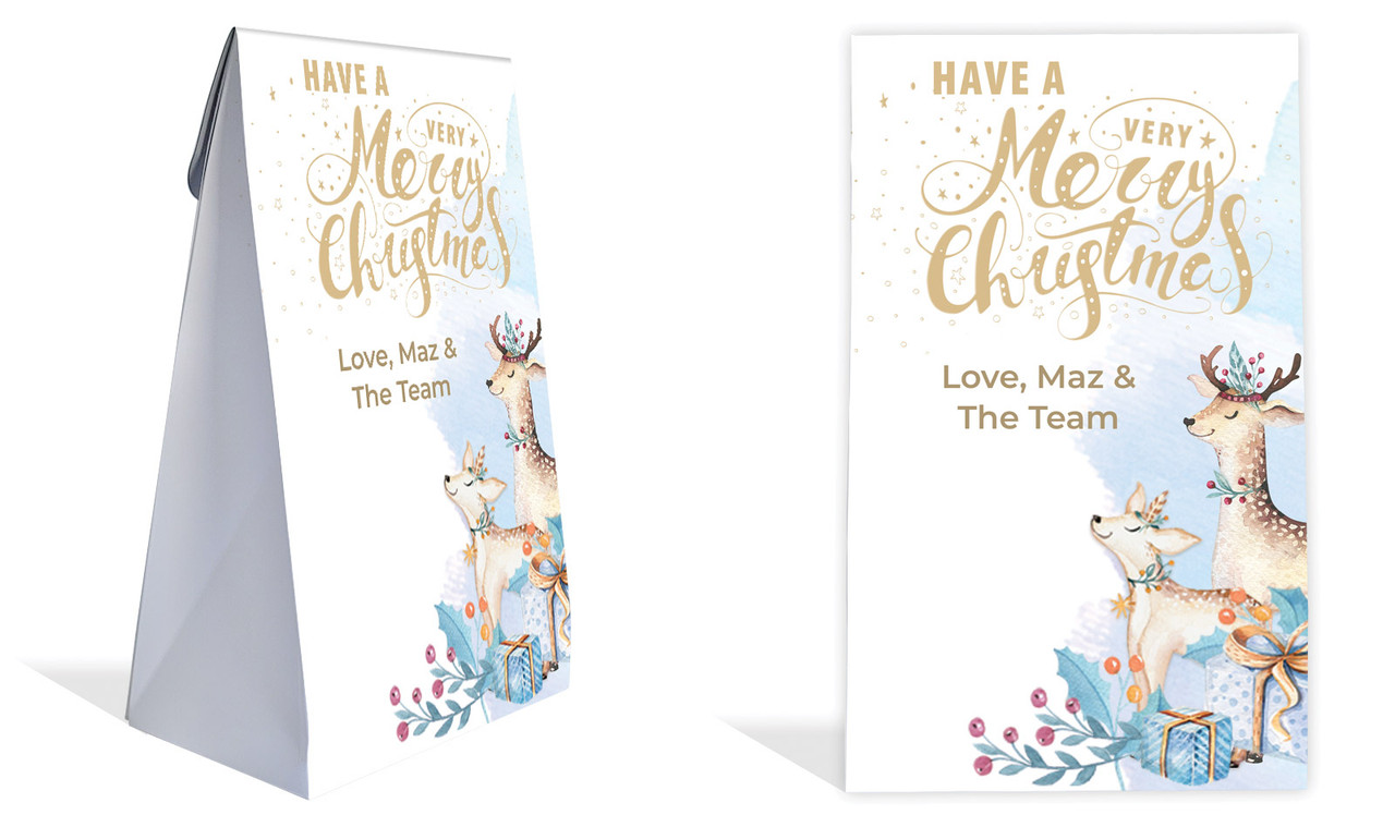 Deer Watercolour Christmas Personalised Gusset Favour Bag