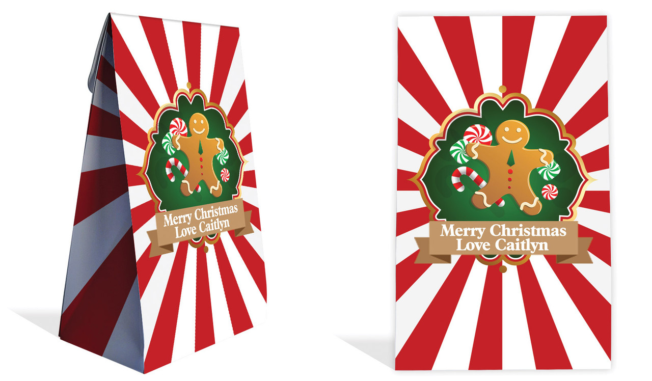Gingerbread Man Christmas Personalised Gusset Favour Bag