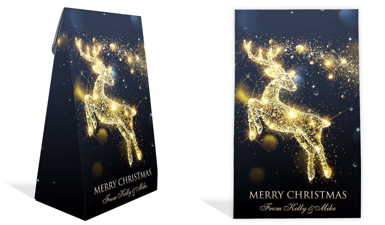 Glowing Reindeer Christmas Personalised Gusset Favour Bag