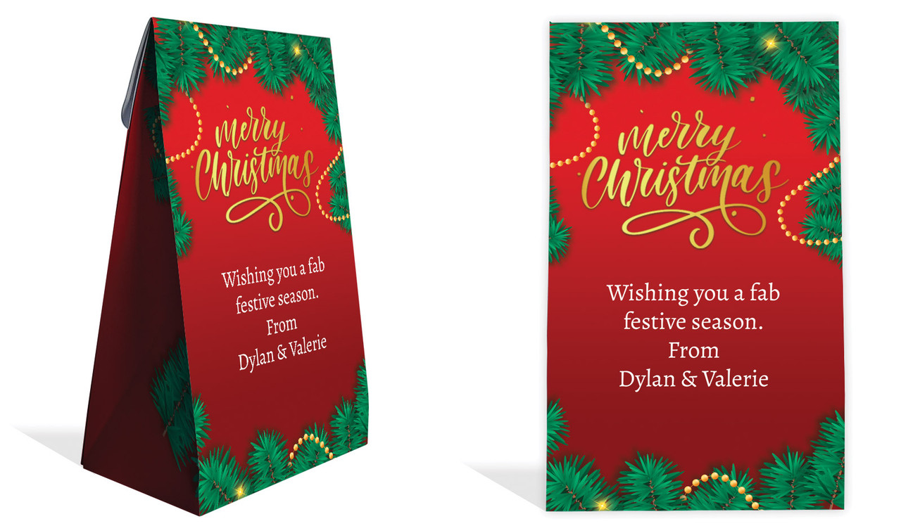 Red Festive Christmas Personalised Gusset Favour Bag