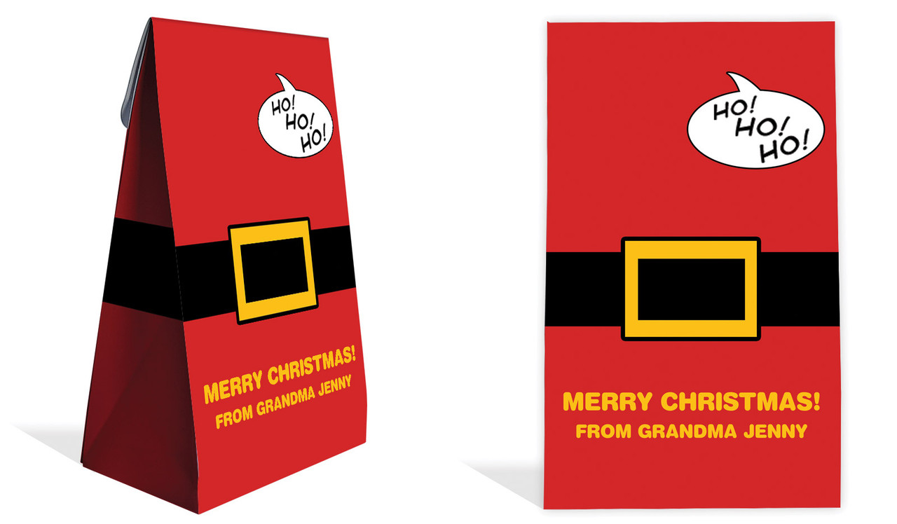 Santa Belt Christmas Personalised Gusset Favour Bag