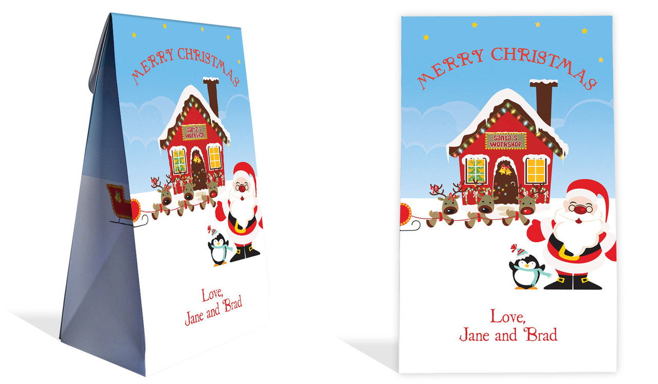 Santas Workshop Christmas Personalised Gusset Favour Bag