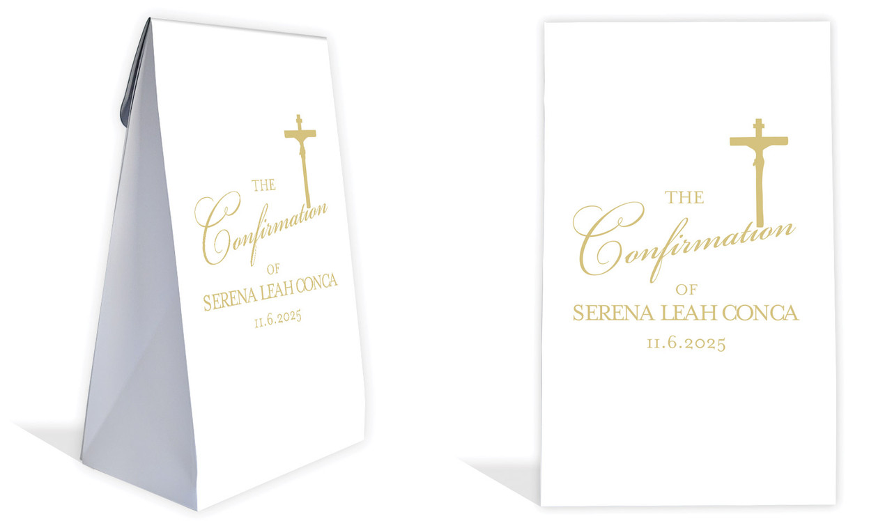 Gold Writing Confirmation Personalised Gusset Favour Bag