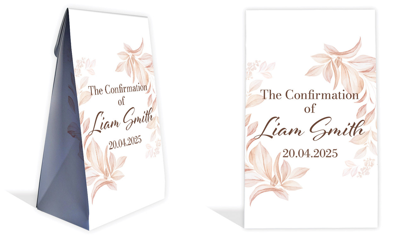 Natural Leaves Confirmation Personalised Gusset Favour Bag