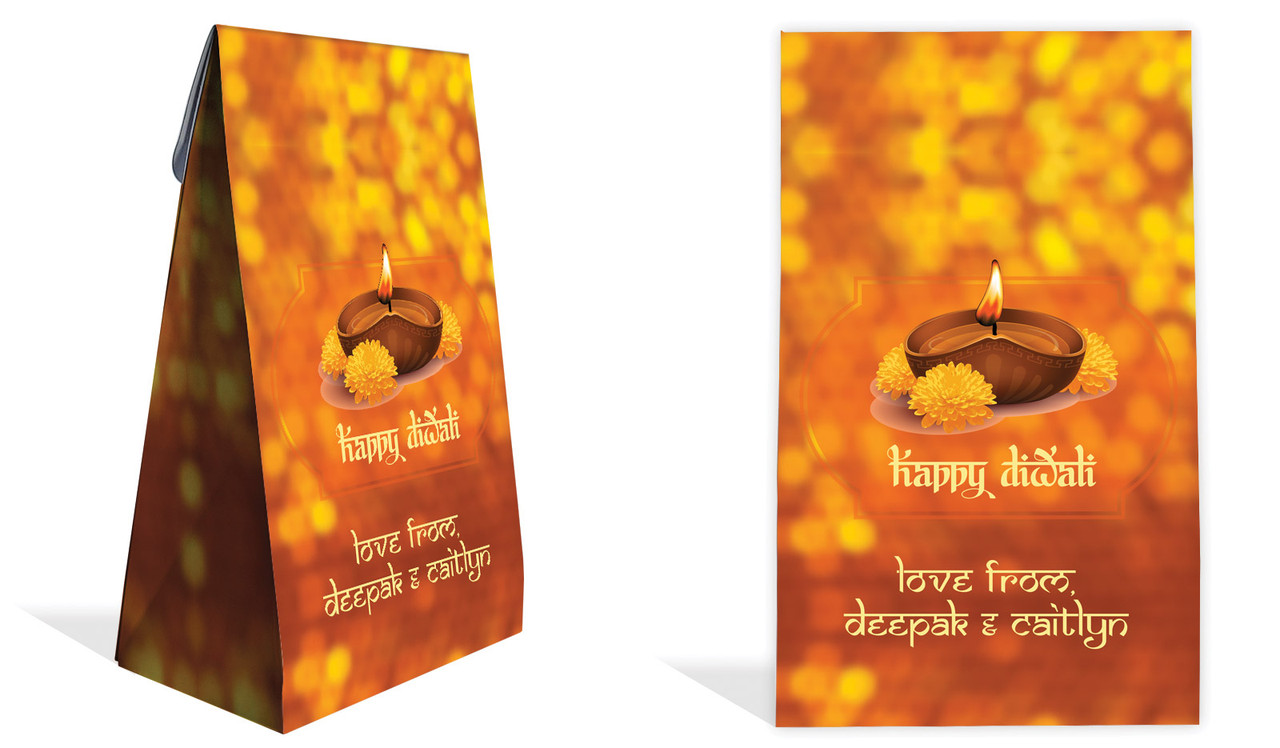 Bokeh Candle Diwali Personalised Gusset Favour Bag