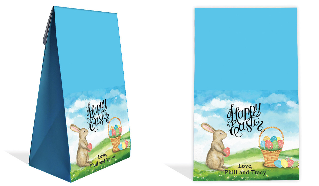 Bunny And Basket Personalised Gusset Favour Bag