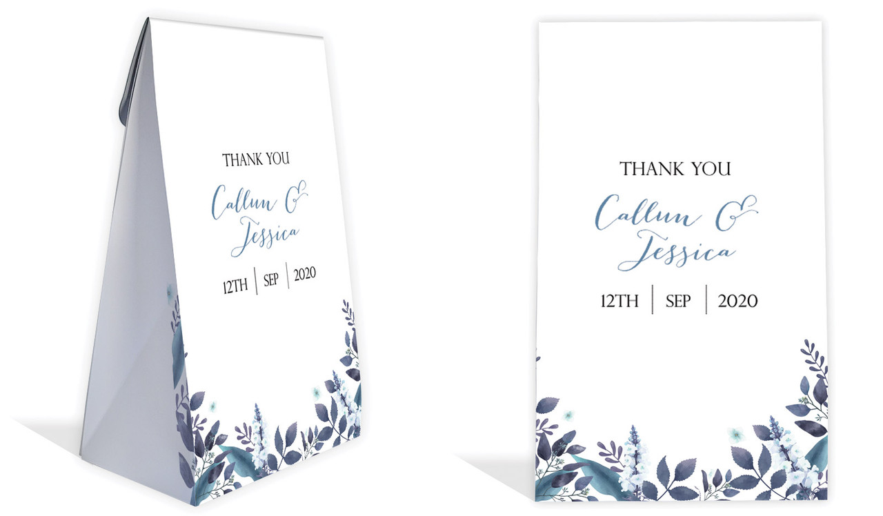 Blue Floral Engagement Personalised Gusset Favour Bag