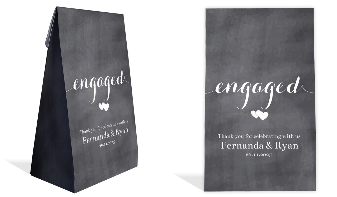 Flowing Words Chalkboard Engagement Personalised Gusset Favour Bag