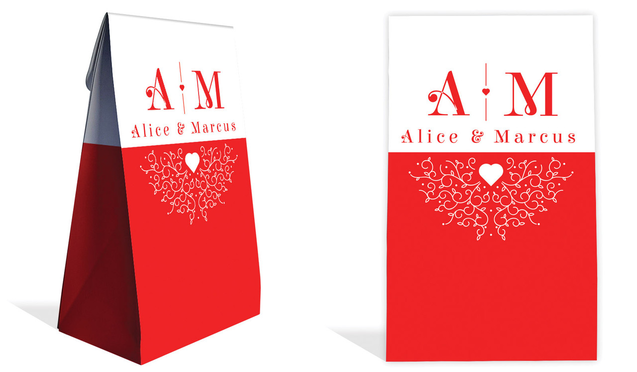 Ornamental Monogram Engagement Personalised Gusset Favour Bag