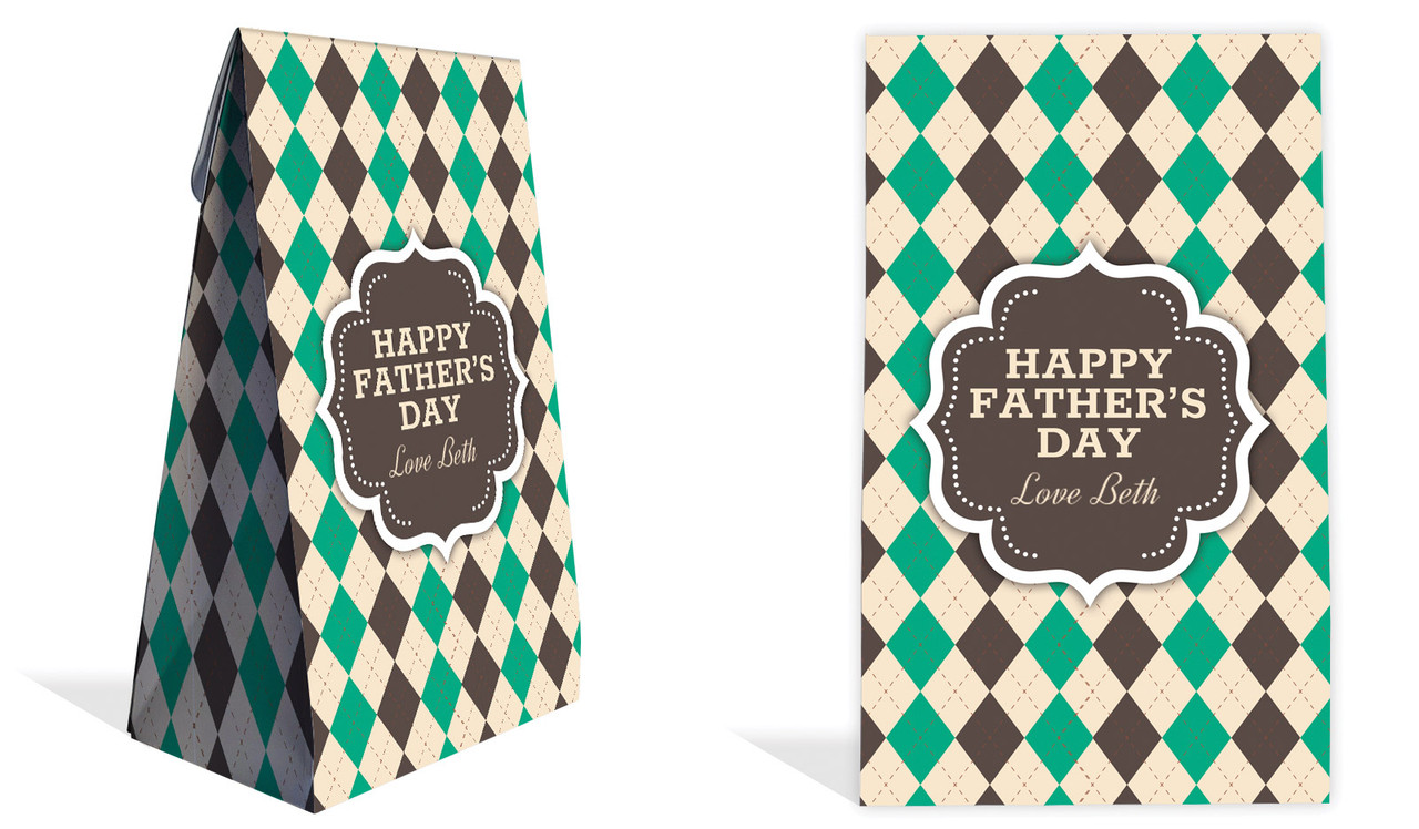 Argyle Fathers Day Personalised Gusset Favour Bag
