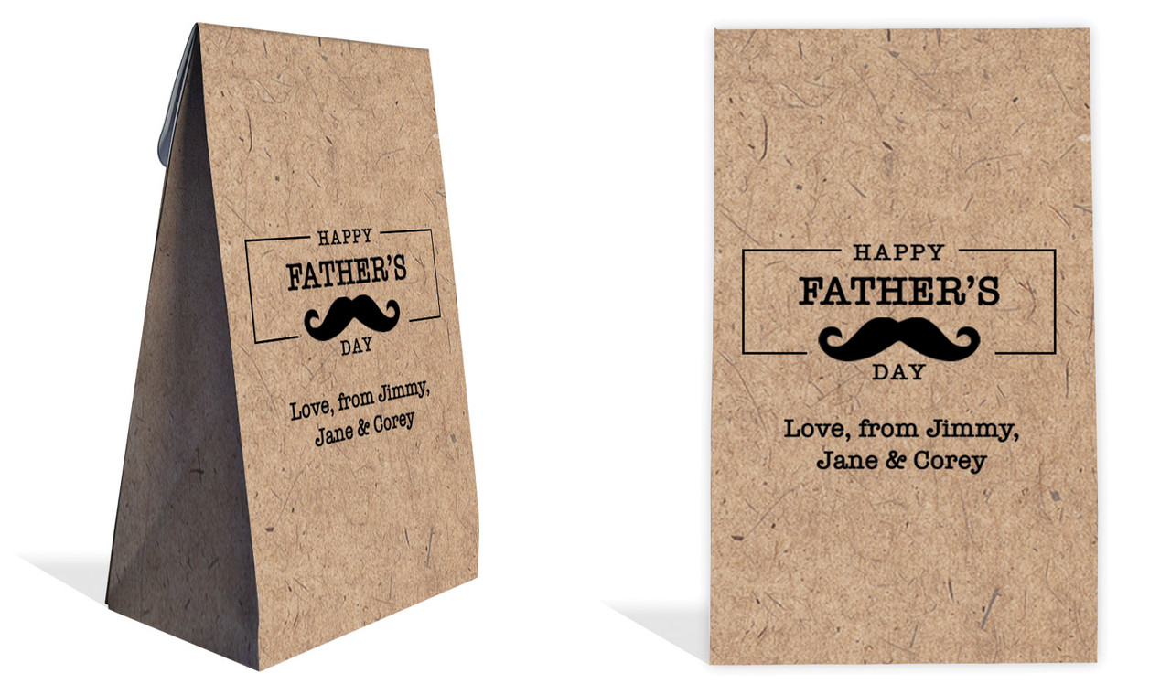 Kraft Moustache Fathers Day Personalised Gusset Favour Bag