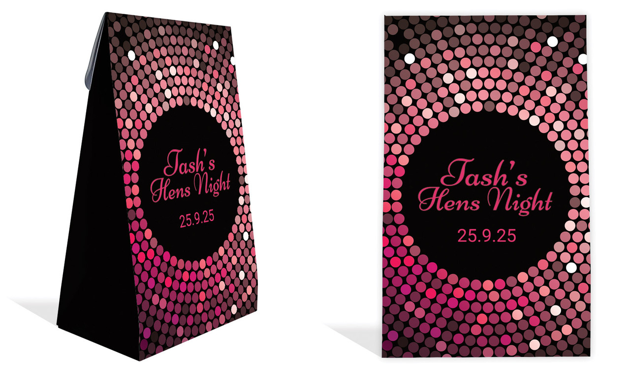 Pink Disco Hens Night Personalised Gusset Favour Bag