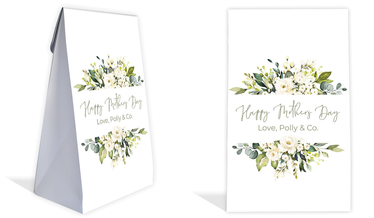 White Roses Mothers Day Personalised Gusset Favour Bag