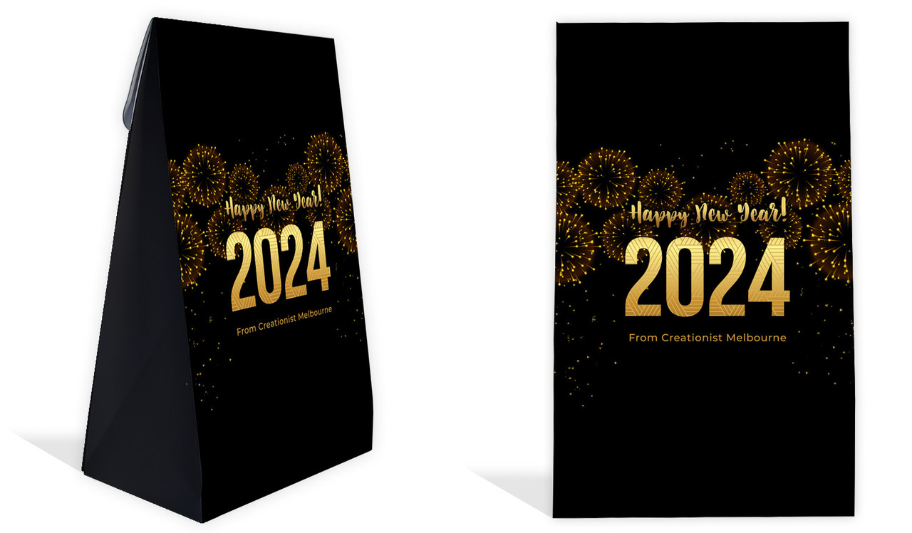Black And Gold New Years Eve Personalised Gusset Favour Bag