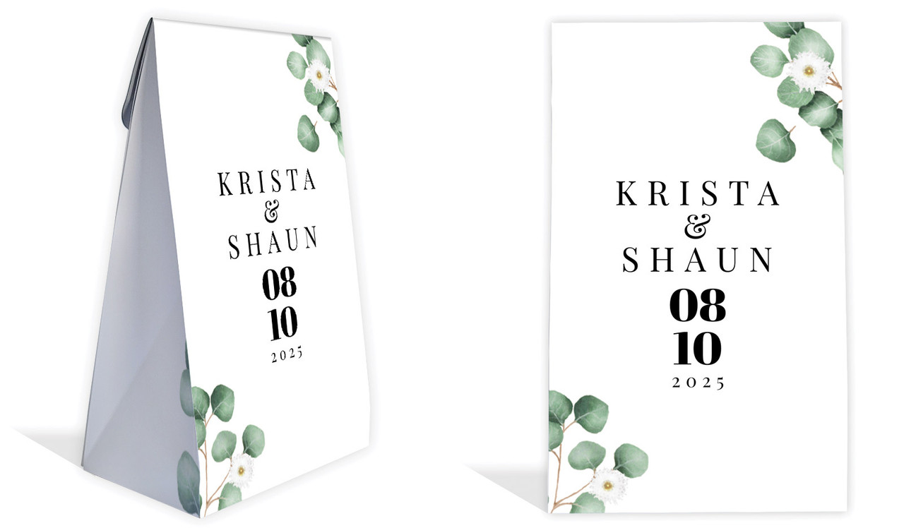 Eucalyptus Wedding Personalised Gusset Favour Bag