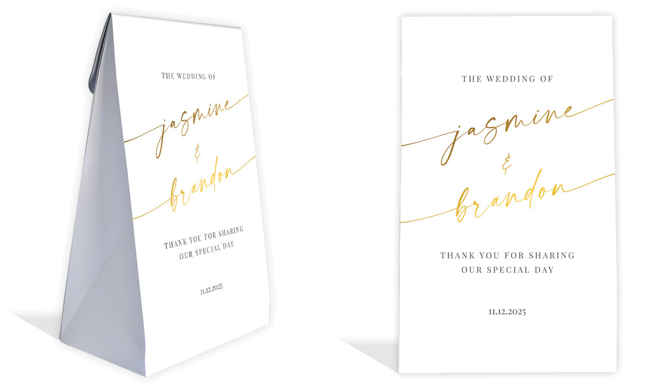 Golden Script Wedding Personalised Gusset Favour Bag