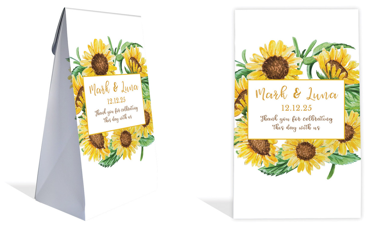 Sunflower Wedding Personalised Gusset Favour Bag