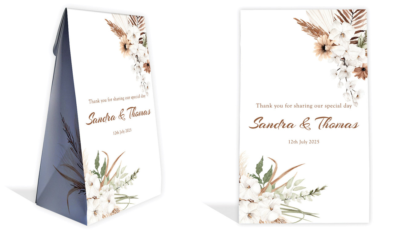 Winsome Floral Wedding Personalised Gusset Favour Bag