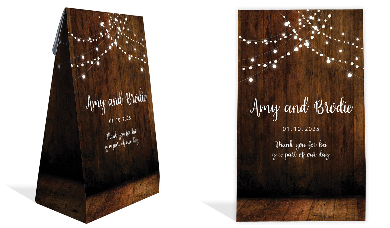 Wood Bunting Wedding Personalised Gusset Favour Bag