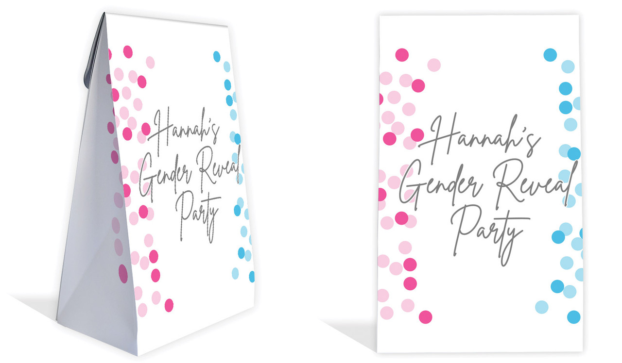 Confetti Gender Reveal Personalised Gusset Favour Bag