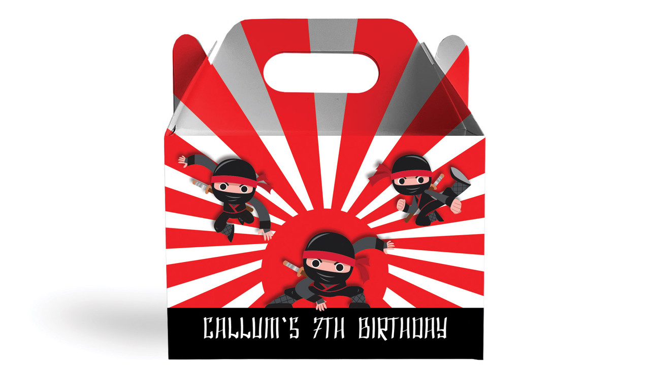 Ninja Kids Party Personalised Gable Favour Box