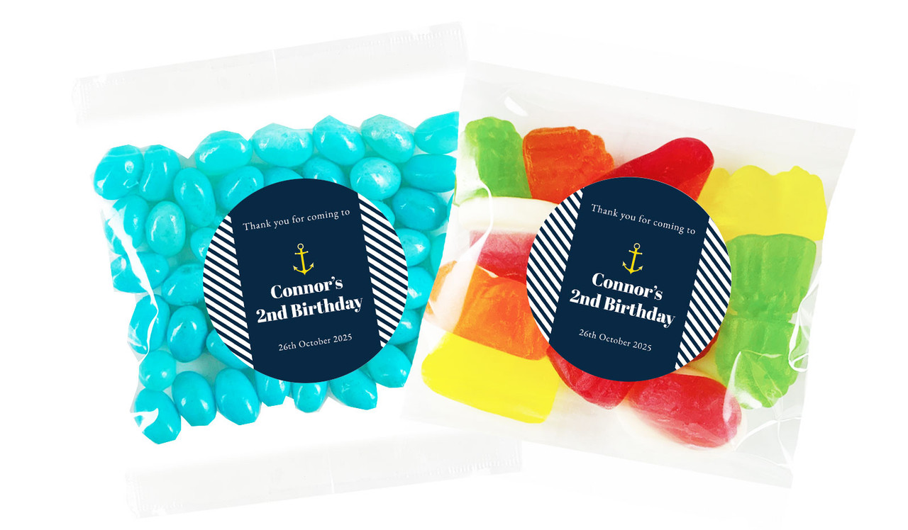 Gold Marine Nautical Personalised Lolly Bag (Choice Of Fillings)