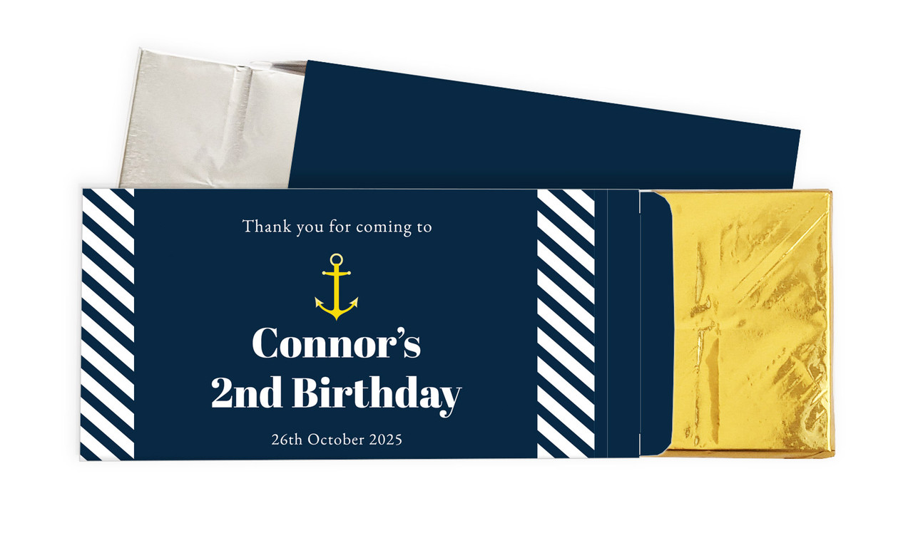 Gold Marine Nautical Personalised Chocolate Bar In A Box