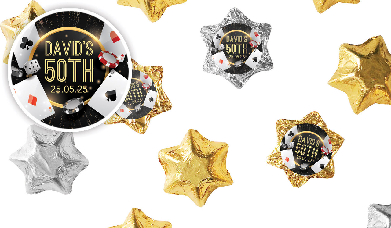 Casino Personalised Foil Chocolate Stars