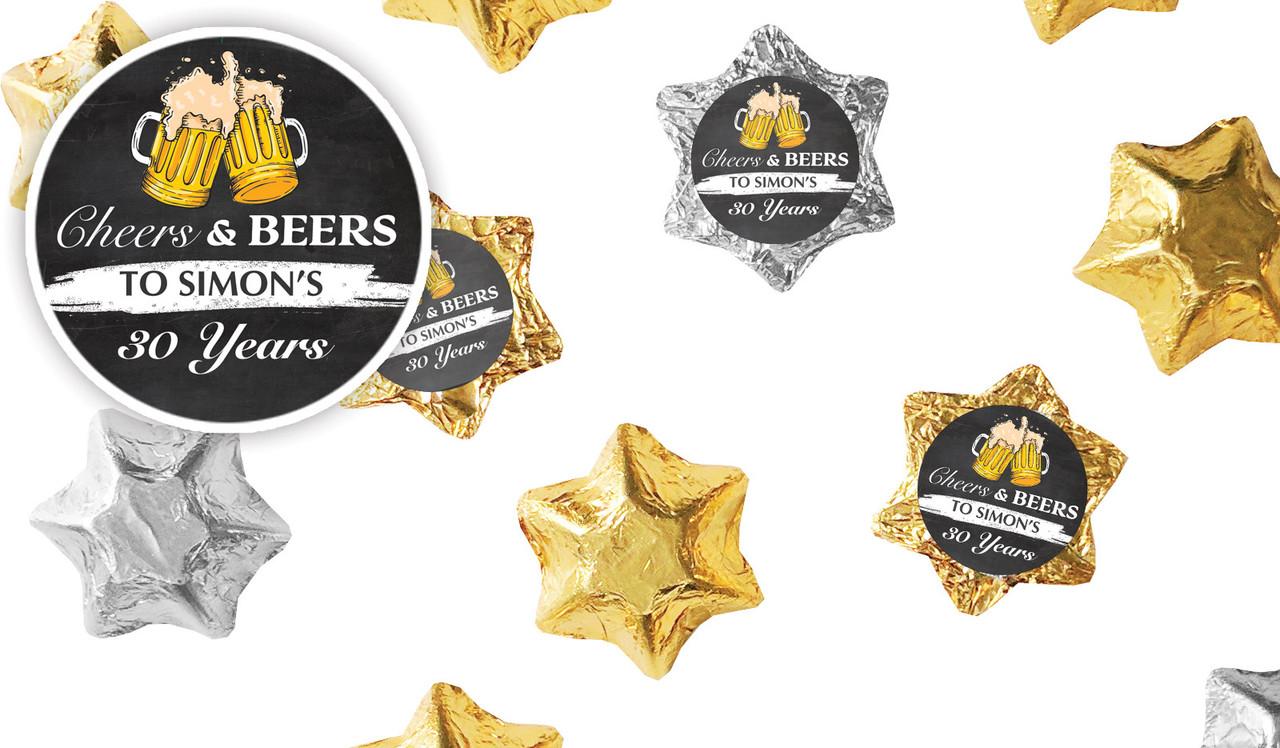 Cheers And Beers Personalised Foil Chocolate Stars