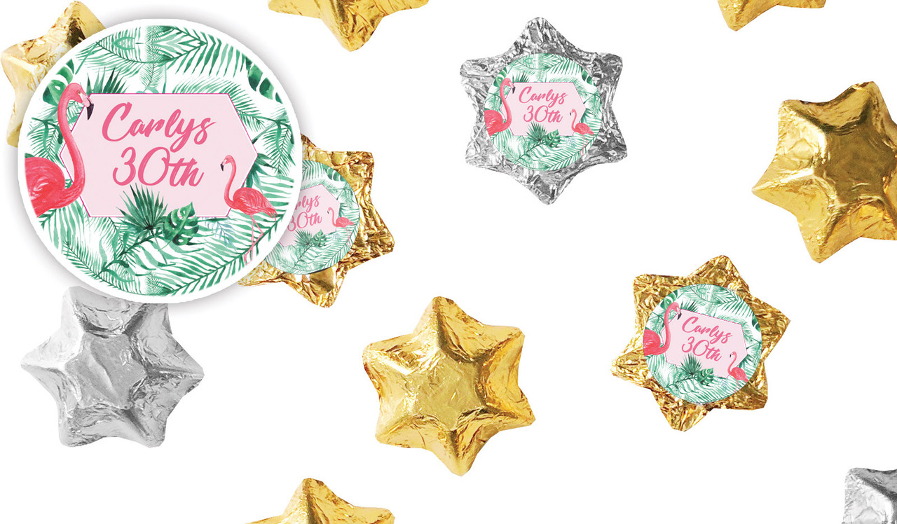Flamingo Jungle Personalised Foil Chocolate Stars