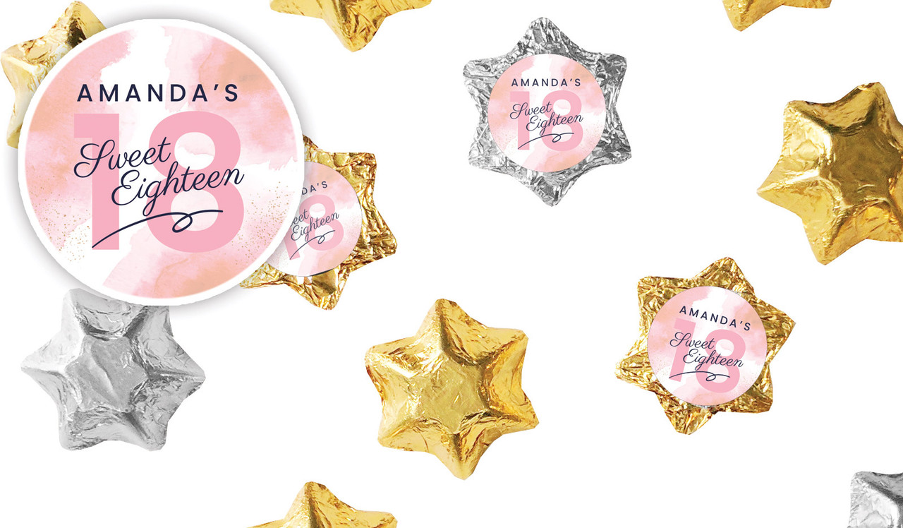 Star Watercolour Personalised Foil Chocolate Stars