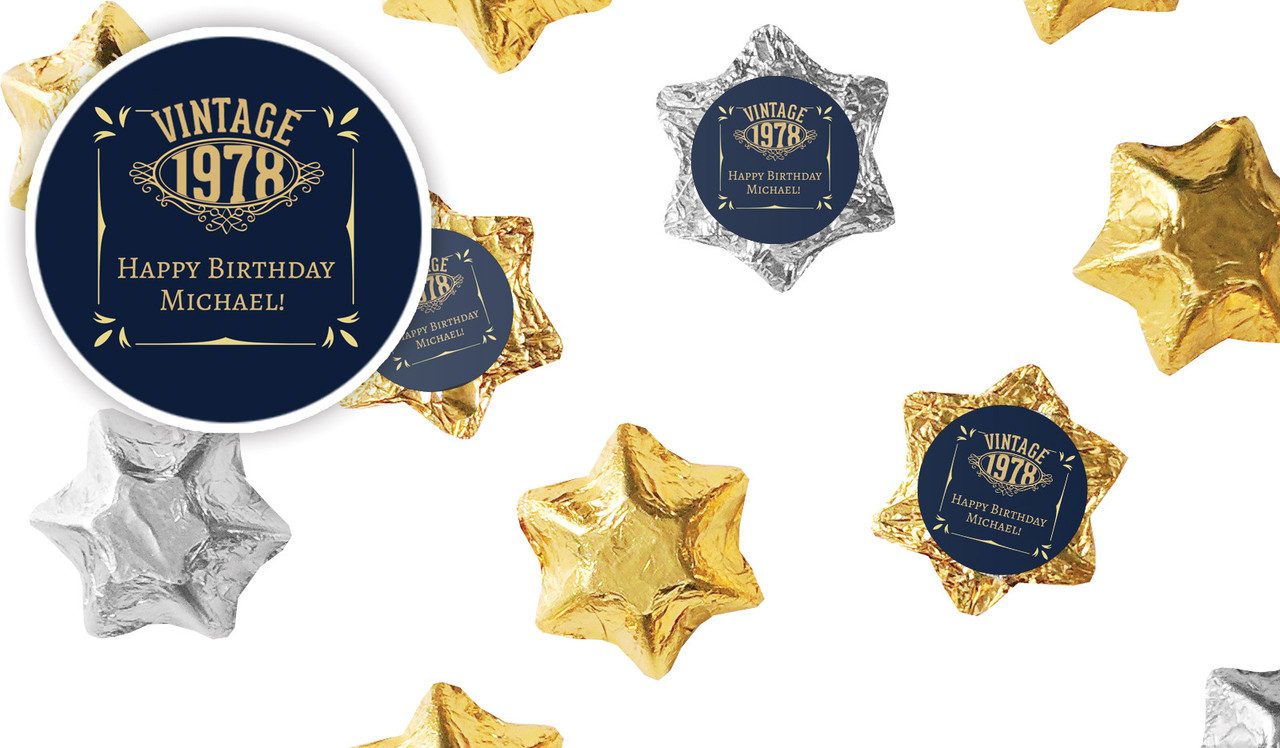 Vintage Year Personalised Foil Chocolate Stars