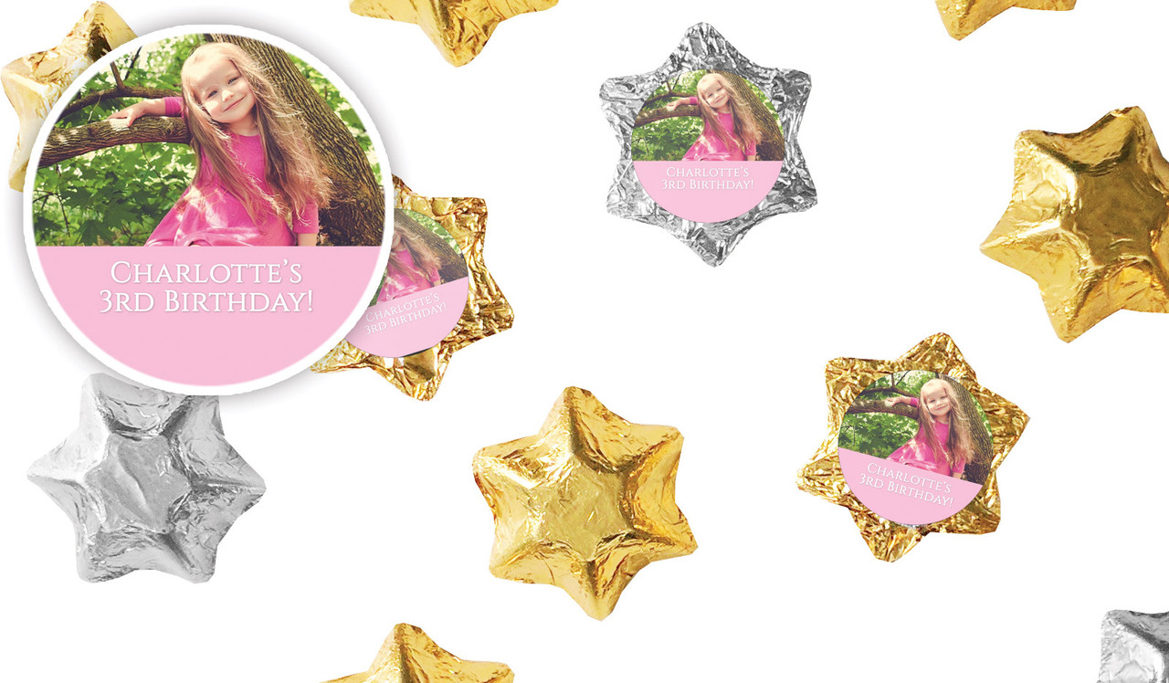 Add A Photo Girls Kids Party Personalised Foil Chocolate Stars